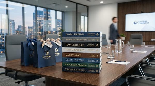 Stack of personalized funny books for corporate gifting